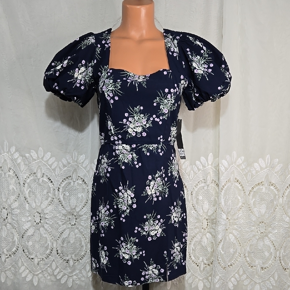 Trixxi Floral Print Square Neckline Dress Size Large NWT